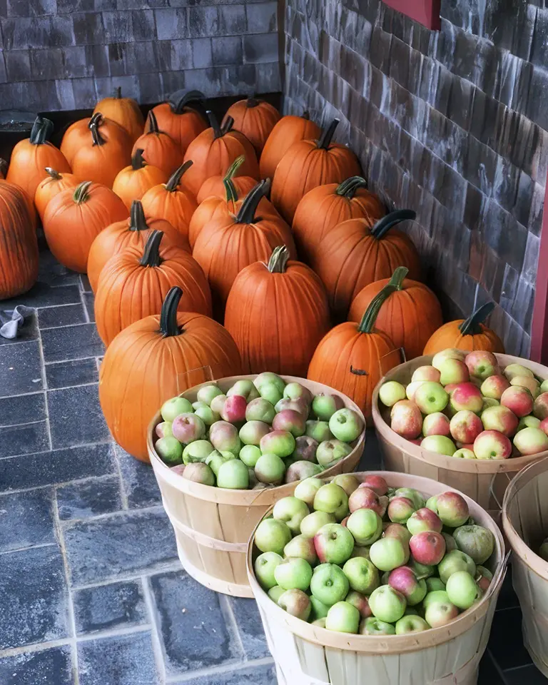 Pumpkins and apples